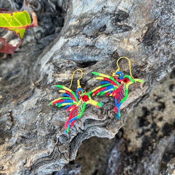 COPY - NWT Handmade Embroidered Multicolored Faith Lace CUSTOM Earrings - Picture 3 of 5